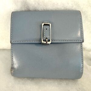 Vintage Coach Fine Leather Folded Blue Wallet Coin Purse Size 4” x 4”